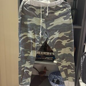 Army Camouflage And Light Grey Cuff Joggers
